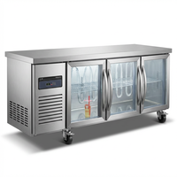 Comptoir réfrigéré de préparation LuMa 201 en acier inoxydable 304 avec portes vitrées pour cuisine commerciale