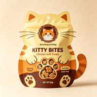 Sachet d'emballage alimentaire personnalisé en aluminium BOPP/Nylon haute qualité, imprimé en héliogravure, avec fermeture éclair, pour aliments pour animaux de compagnie (chats et chiens) 100g