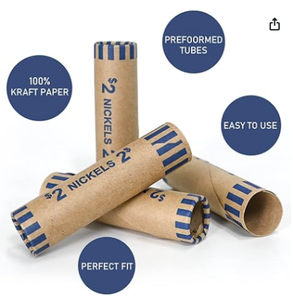 Emballages de pièces de monnaie préformés en papier kraft de qualité supérieure, assortis par valeur nominale, codés par couleur ABA pour un comptage et un stockage rapides des pièces de monnaie - Product Image 2