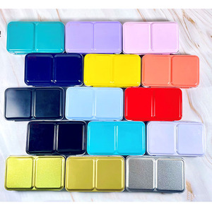 XinyiArt vente en gros vide <span class=keywords><strong>aquarelle</strong></span> demi-casserole Palette boîte en métal Palette <span class=keywords><strong>peinture</strong></span> étui <span class=keywords><strong>aquarelle</strong></span> plateau stockage étain Palette boîte - Product Image 1