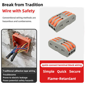 Connecteur d'éclairage LED à branchement par compression avec 3 bornes en cuivre nickelé, boîtier PA66/PC, courant nominal 32A - Product Image 3