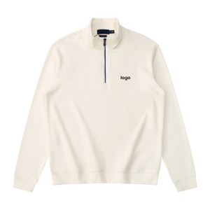 Pull-over en maille à col montant et demi-zip pour homme, broderie <span class=keywords><strong>petit</strong></span> cheval, manches longues, coupe ample, couleur unie - Product Image 4