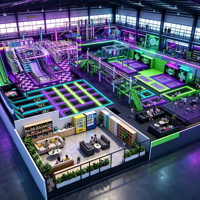 Équipement de parc de trampolines intérieur commercial personnalisé avec parcours d'obstacles Ninja Warrior et fosse de mousse Slam