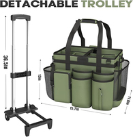 Chariot de rangement professionnel pour produits de nettoyage, grande capacité, roues, fermeture éclair, sac de rangement pour produits de nettoyage pour les femmes de ménage, sac de détail