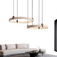 Lustre LED de style rétro Zhongshan à trois couches pour salon d'hôtel, télécommande, intensité réglable, anti-éblouissement, en pierre calcaire, haut de gamme