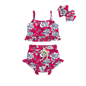 Conjuntos de Ropa para Bebés Niñas con Hermosas Flores Rosa Intenso, Ropa de Boutique para Bebés, Ropa de Verano para Niñas Pequeñas - Product Image 4