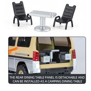 سيارة تخييم معدنية مصبوبة بمقياس 1:24 تعمل بالسحب للخلف مع مؤثرات صوتية وضوئية، أبواب قابلة للفتح وسقف تخزين، سيارة معدنية قابلة للتجميع - Product Image 3