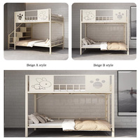 Lit superposé moderne en acier blanc robuste avec escalier de rangement et barrière de sécurité pour chambre d'enfant ou dortoir