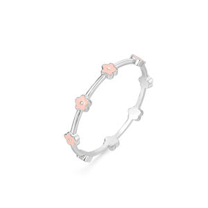 Bracelet en argent blanc et or 14 carats avec fleurs en émail de couleur bonbon pour bébé fille nouveau-né, nouveaux designs personnalisés de bijoux JingJing en gros - Product Image 1