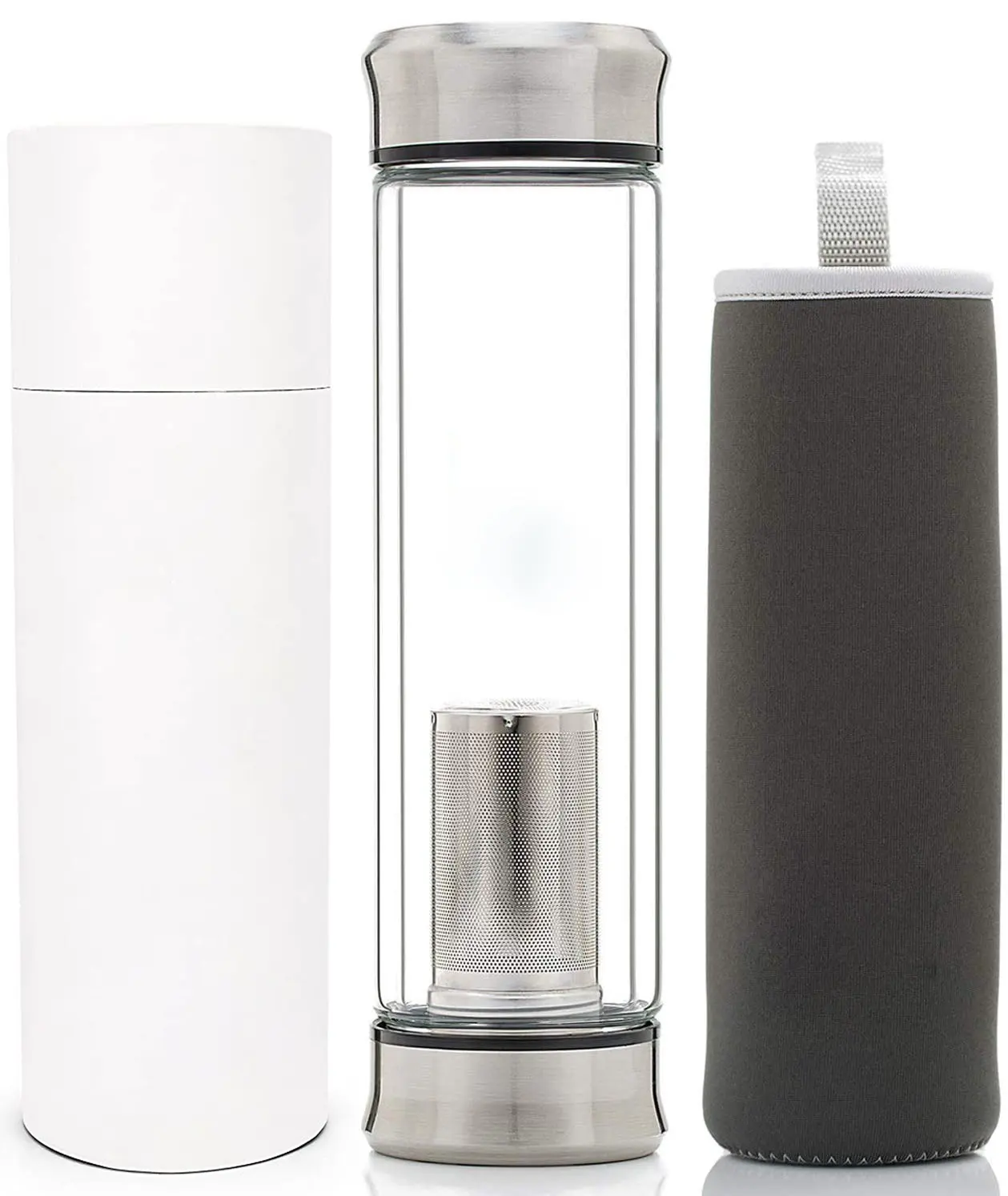 14Oz Đôi Tường Cao Cấp Glass Travel Mug Tùy Chỉnh Tumbler Chai Nước Với Trà Infuser Lọc Cho Lá Lỏng Lẻo Trà Và Trái Cây