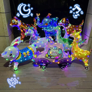 Cartone animato Alpaca KT Cat Car palloncino con ruote unicorno capibara per parco e stallo in alluminio palloncino accessorio - Product Image 6