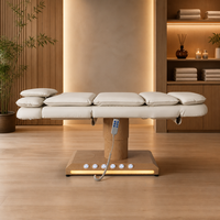 Table de soin électrique à 3 moteurs avec colonne en bois massif, hauteur réglable, pour salon, spa, tatouage, microblading et soins du visage