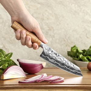 <span class=keywords><strong>Couteau</strong></span> <span class=keywords><strong>Santoku</strong></span> XINZUO en acier Damas de 5 pouces, lame tranchante, manche en bois d'olivier, <span class=keywords><strong>couteau</strong></span> de cuisine polyvalent pour chef, découpe de viande et légumes - Product Image 3