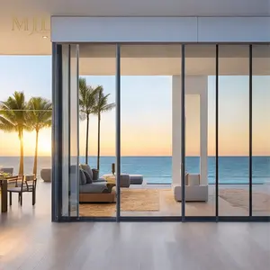 Portes de patio d'angle panoramique porte coulissante en verre maison étanche à l'air extérieur système de porte coulissante en aluminium
