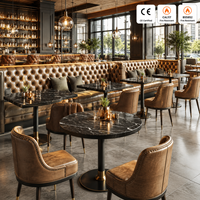 Ensemble de restaurant sur mesure, vintage, durable, industriel, haut de gamme, moderne, en bois, rembourré, minimaliste.