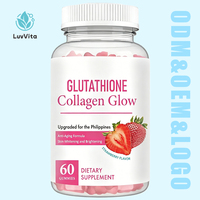 Gummies beauté ODM/OEM au glutathion et collagène, avec niacinamide et vitamine C, anti-âge et éclaircissantes pour la peau, 60 unités