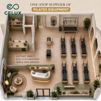 Nouveau Reformer Commercial de Pilates en Bois d'Érable et de Chêne, Kit de Santé Ajustable 5-en-1 avec Accessoires Complets pour Studio, Achat Unique