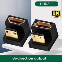 Adaptateur Mini HDTV mâle vers HDTV femelle en forme de U, convertisseur HDTV 8K à 180 degrés