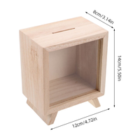 Boîte à monnaie en verre et bois non finie, tirelire artisanale, cadeau, tirelire de voyage, tirelire d'aventure, tirelire de rêve pour économiser des pièces de monnaie