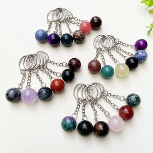 Portachiavi all'ingrosso <span class=keywords><strong>con</strong></span> ciondolo a sfera di cristallo naturale <span class=keywords><strong>con</strong></span> cristalli curativi e sfera di cristallo portachiavi portachiavi - Product Image 1