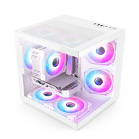 Boîtier d'ordinateur de bureau vertical MATX en acier blanc avec vue sur la mer, verre double face, RGB, pour jeux e-sport, prend en charge la conception de refroidissement par eau