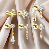 Piercing Labret en Titane ASTM F136 G23 à Filetage Interne, Clou d'Oreille à Dos Plat, Bijou de Mode pour Femme, Vente en Gros ODM