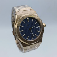 Montre avec mouvement NH35, boîtier en or rose, cadran bleu, matériau en acier inoxydable 904L, boîtier octogonal en or rose, pour homme