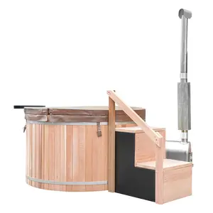 Hot sales Europe and America's style wooden hot tub with wood burning heating good discount