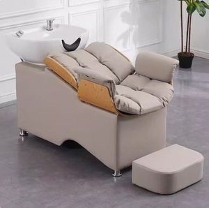 Sillón de Lavado de Cabello Moderno para Salón, con Respaldo Acolchado, Lavabo de Cerámica y Estructura Metálica - Product Image 2
