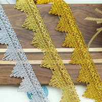 13 mètres / lot de dentelle française écologique avec perles et paillettes dorées, garniture triangulaire pour accessoires de costume de danse