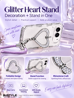 Coque de téléphone transparente avec strass en forme de cœur pour iPhone 18 Duo, pliable, antichoc, PC TPU avec dragonne, vente en gros, fabricant OEM