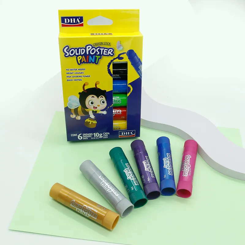 Pintura sólida para Póster (metálica) 6 uds 10g/caja de Color, juego de crayones de dibujo artístico no tóxico, palo de pintura educativo para niños