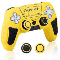 Coque de protection en silicone souple antidérapante pour manette PS5 avec capuchons de poignées et autocollant tactile