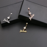 Bague ventrale en Zircon personnalisé, bijoux avec nom personnalisé, en acier inoxydable, pour femmes, cadeau d'anniversaire