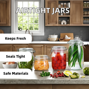 سعر تنافسي جرة تخزين الزجاج الشفاف ختم طباخ مشبك قفل حاوية تخزين المواد الغذائية للمربى العسل هلام - Product Image 6