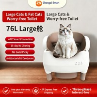 Bac à litière pour chat intelligent, électrique, écologique, durable, extra large 76L, convient aux chats corpulents, commande à distance par application, fonction de démarrage automatique avec retard.