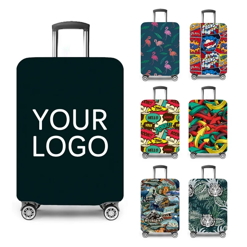 Seyahat şeffaf mektup gövde streç Polyester bavul bagaj kapağı özelleştirmek
