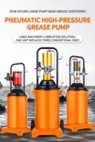Pompe à graisse pneumatique haute efficacité 40L 50MPa et distributeur de lubrifiant avec pistolet à graisse à commande pneumatique pour machines agricoles