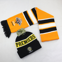 Maßgefertigter Jacquard Fußball-Fan-Hut und -Schal Rugby-Club Gestrickte Sport-Fußball-Supporter-Schals
