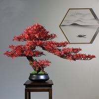 Petit arbre artificiel en pot, imitation pin, avec feuilles d'érable, bonsaï artificiel pour la décoration de la maison, de la table, du bureau, de la salle de bain, de l'étagère