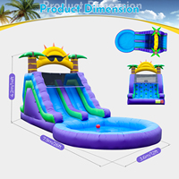Toboggans aquatiques gonflables commerciaux en PVC à double voie avec piscine et mur d'escalade, souffleur inclus