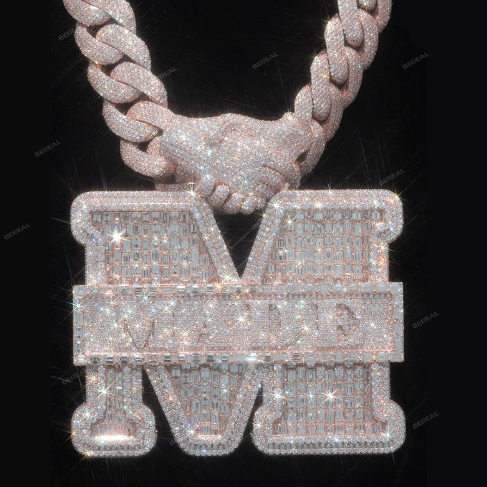 3Inches Silver+Moissanite