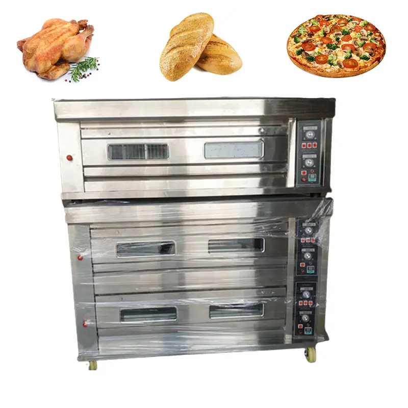 Industrial Super Performance Aço Inoxidável Heavy Duty Único Deck 2 Camadas 2 Bandejas Elétrica Pizza Asse Deck Forno