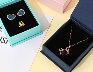 Eco‑friendly Magnetic Cardboard Jewelry <b>Boxes</b> Long Short Sizes Flock Insert For Stainless Steel Ring Moissanite Necklace Storage - Product Image 4