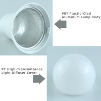 Ampoule LED DC5V pour usage extérieur avec câble de 2,8 m, prise DC5521, interrupteur marche/arrêt, crochet métallique pour un accrochage facile, CRI 80, 3000K/6500K, A19