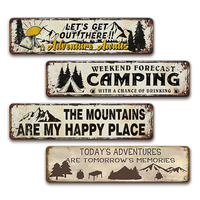 Letrero Metálico Vintage Largo para Camping y Montaña, Decoración de Pared con Frases de Aventura para Cabaña, Granja o Porche