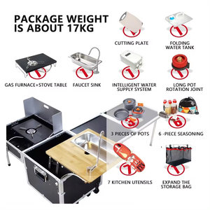 Set da Cucina per Campeggio all'Aperto Scatola Cucina Mobile da Campeggio Tavolo da Cucina Fornello Portatile Pieghevole da Auto per Campeggio ed Escursionismo all'Aperto - Product Image 4