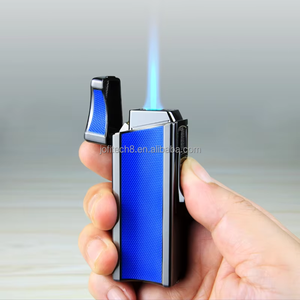 Top Quality Wholesale Metal <b>Torch</b> Lighter Windproof Moxibustion Refillable Butane Gas Manual Cigar Lighter Portable Blue-Flame - Product Image 4