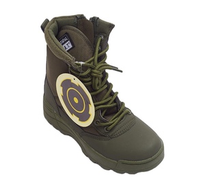 Bottes de combat personnalisées TSB09 en cuir de vachette microfibre vert, style désert, sans fermeture éclair, couleur tan et noir - Product Image 2