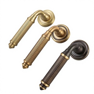Manija de Puerta de Latón, Latón Satinado, Latón Antiguo, Herrajes de Latón Francés para Puertas de Hoteles y Residenciales - Product Image 4